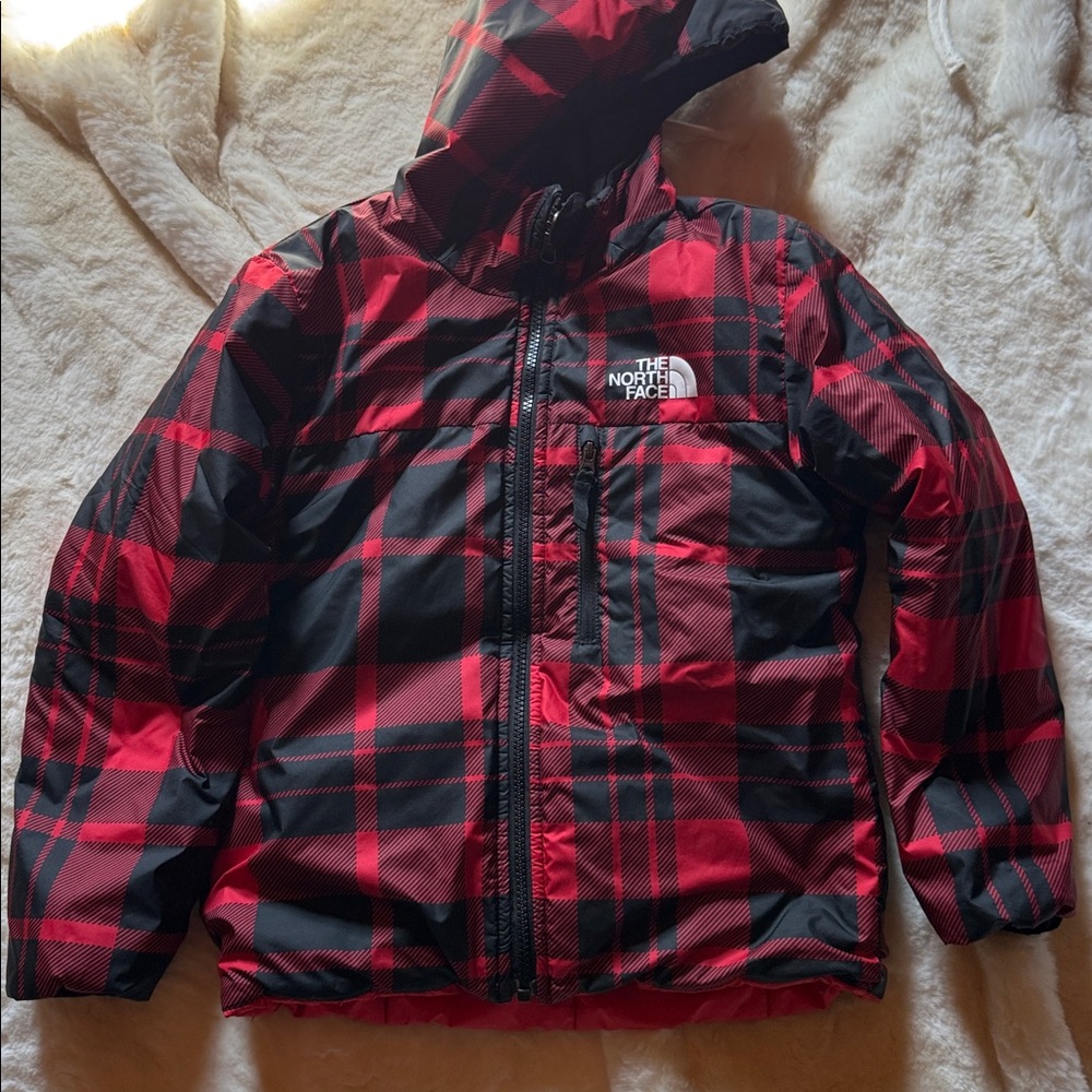 The North Face Red and Black Checkered Jacket Reversible